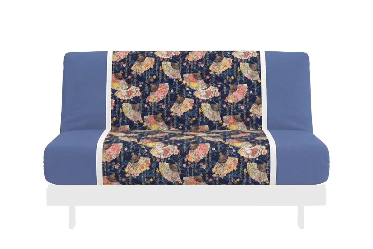 Japanese Printed Futon Cover - Fan (Navy & White)