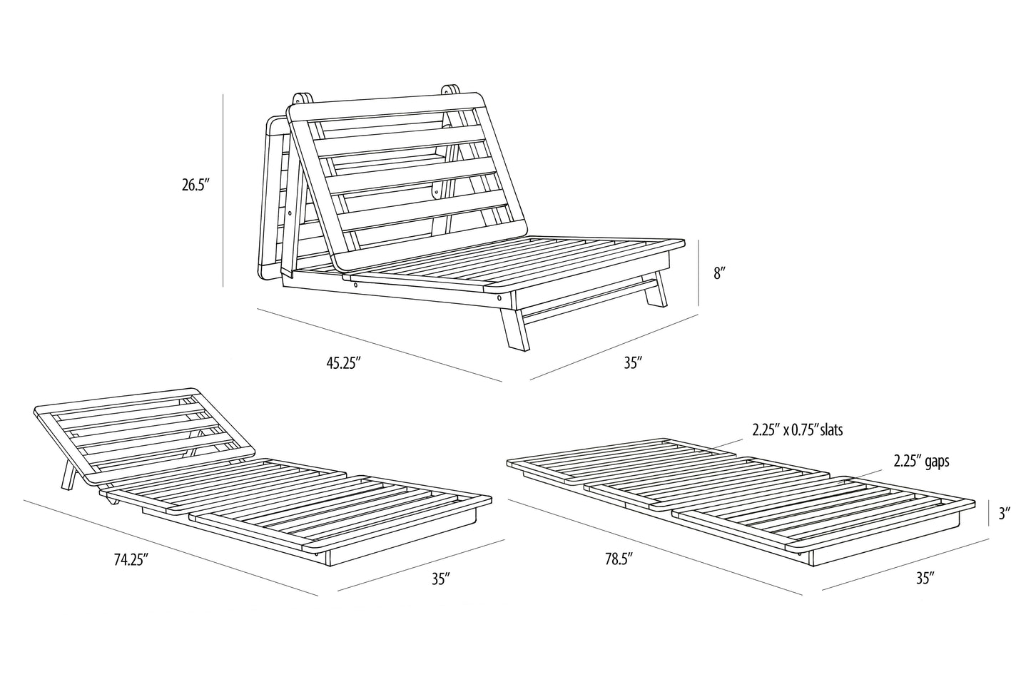 Hitachi Tri-Fold Futon Sofa Bed