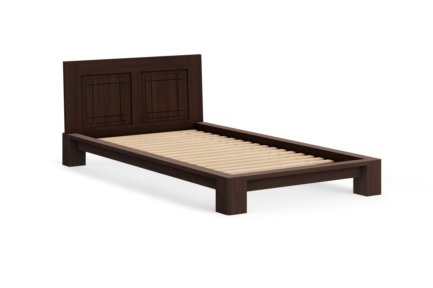 Tatami Bed with Grooved Headboard