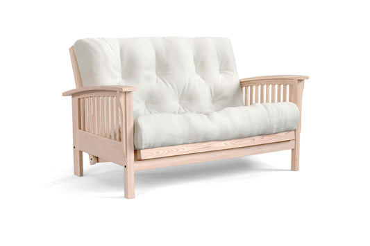 Amish Classic Bent Arm futon loveseat in unfinished oak