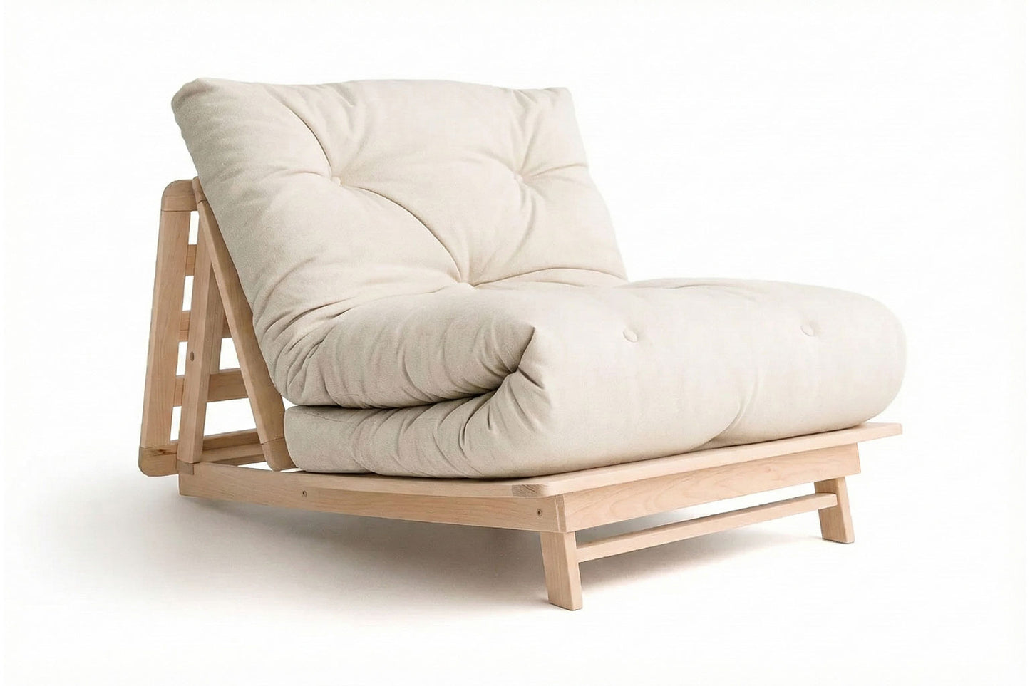 Hitachi Natural Beech Wood Tri-Fold Futon Sofa Bed Frame