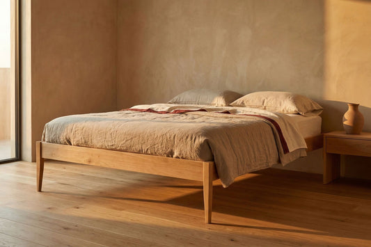 Simple Hardwood Bed with No Headboard