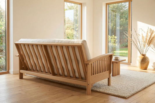 American Oak Couch with Latex Cushions