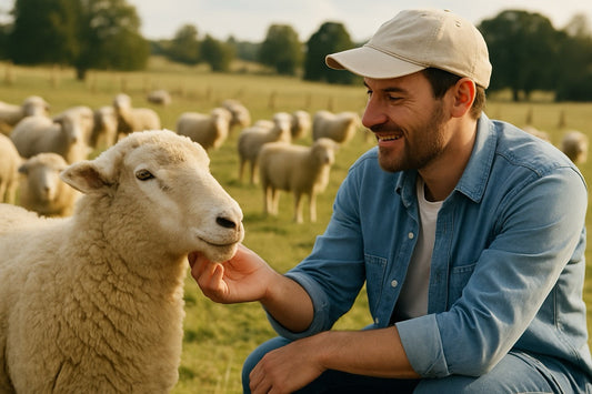 A man with a sheep