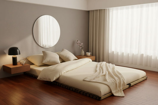 Japanese floor mattress laid out for sleeping