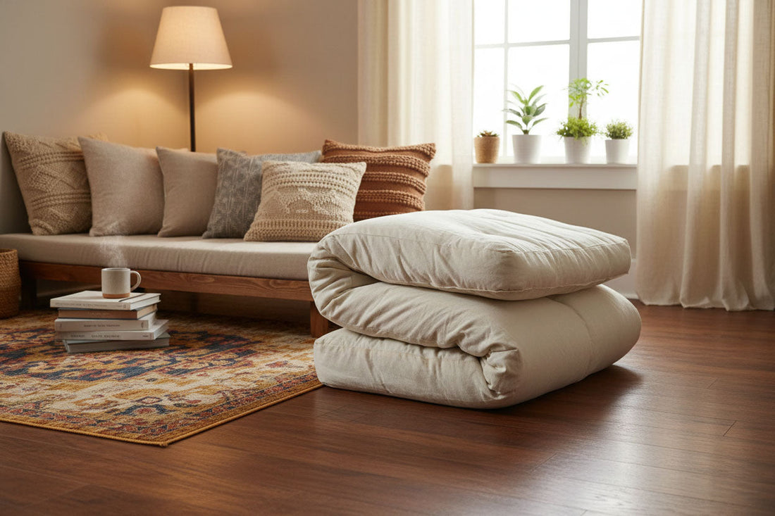 Futon Mattress Folded in a Living Room