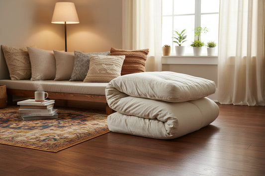 Futon Mattress Folded in a Living Room