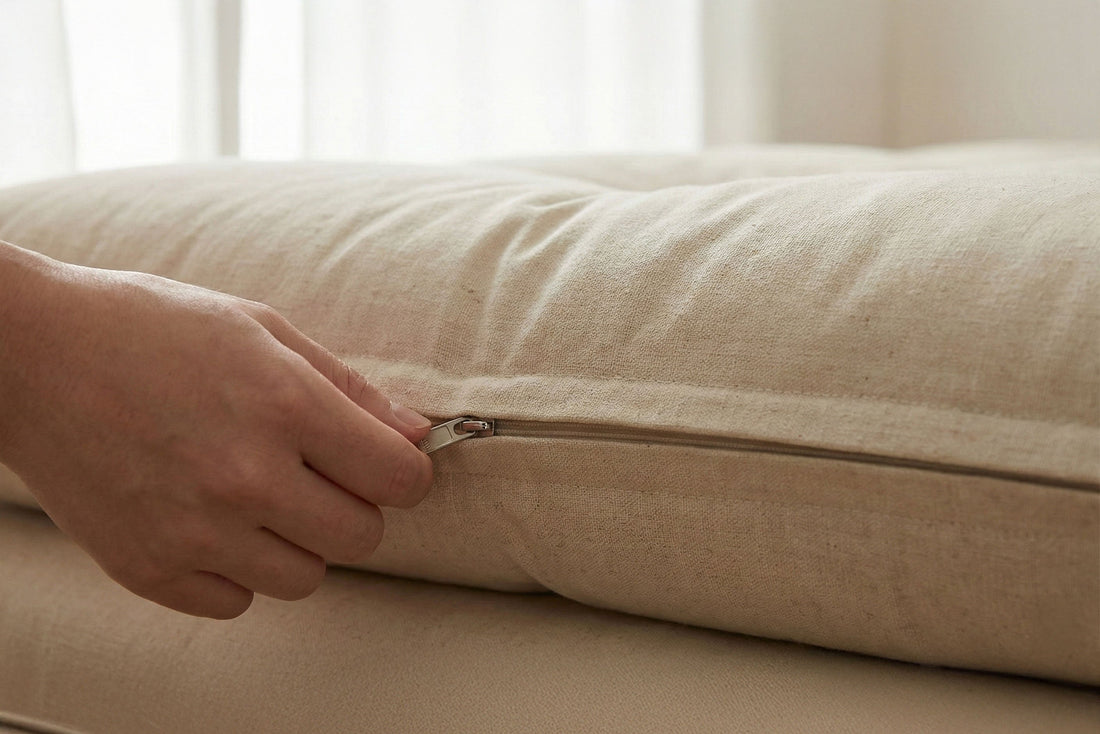 Futon Cover with Zipper Closeup