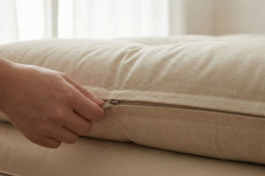 Futon Cover with Zipper Closeup