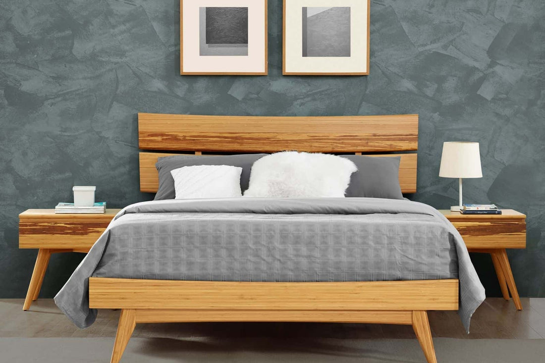 Solid Wood Bed with Headboard and Two Nightstands