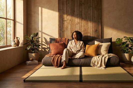 Lady Sitting on a Folded Futon