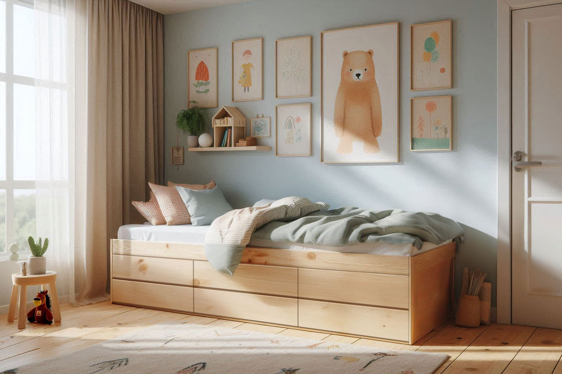 Solid wood storage furniture with drawers and cabinets