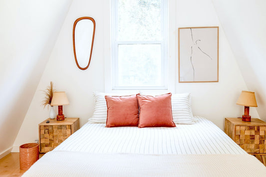 Natural mattress topper layers on a bed