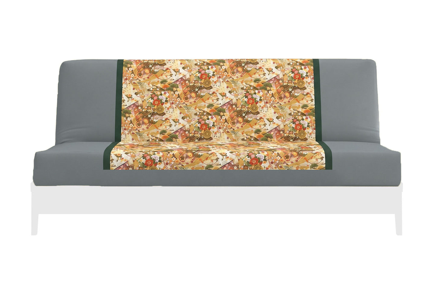 Japanese Printed Futon Cover - Storks Beige (Gray & Green)