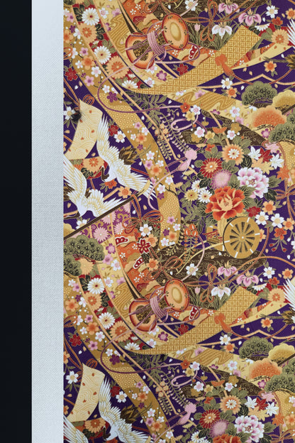 Japanese Printed Futon Cover - Storks Purple (Black & White)