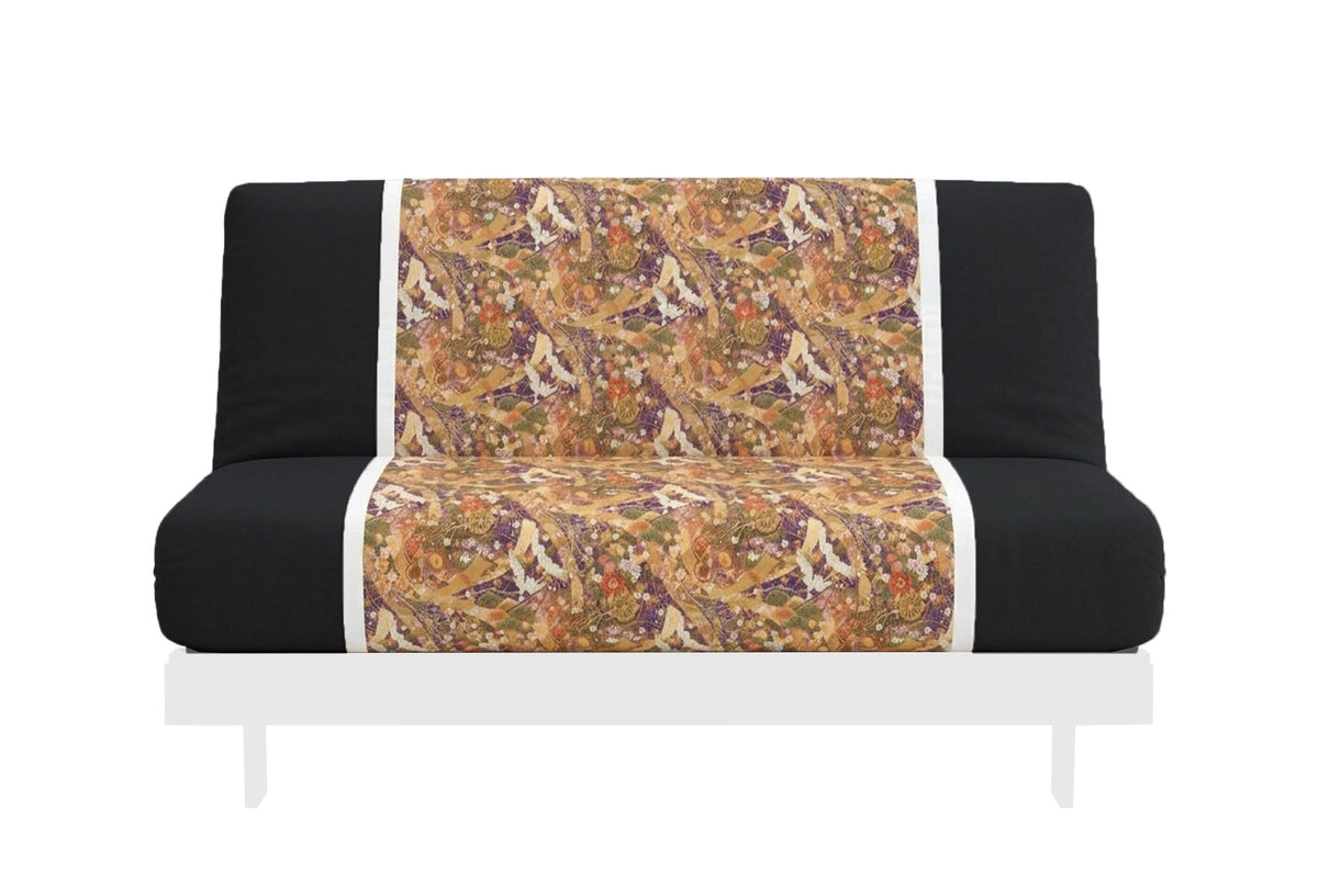 Japanese Printed Futon Cover - Storks Purple (Black & White)