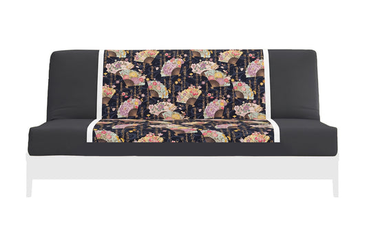 Japanese Printed Futon Cover - Fan (Black & White)
