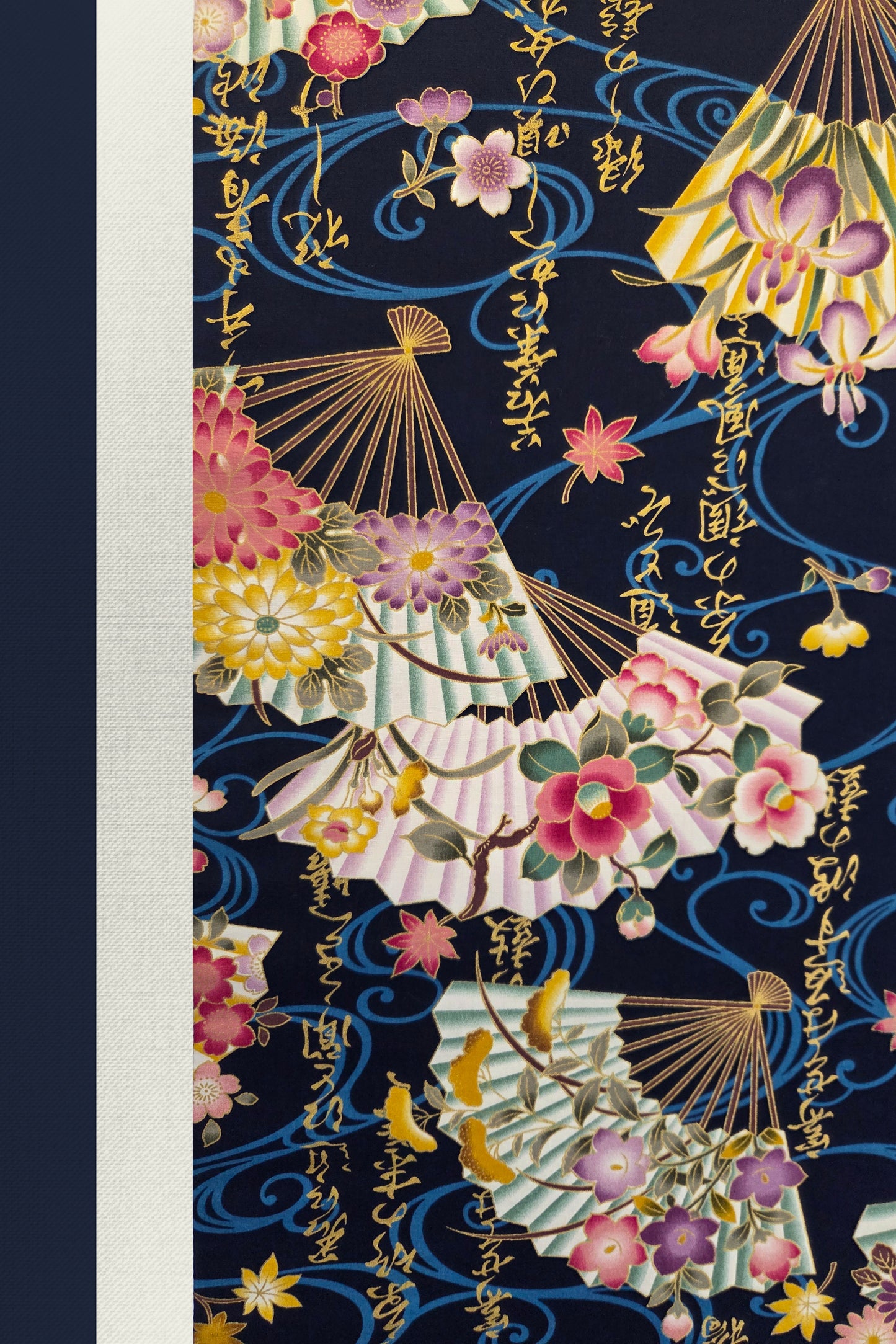 Japanese Printed Futon Cover - Fan (Navy & White)