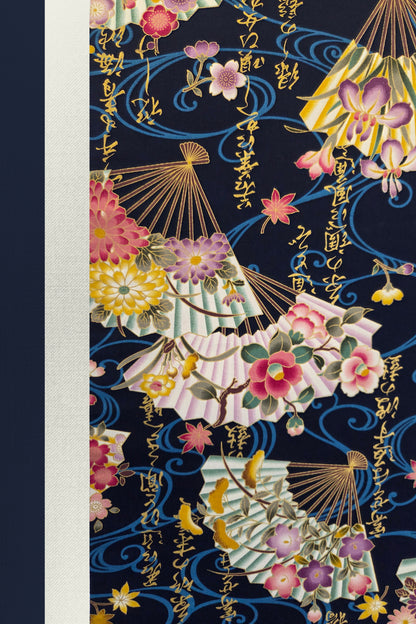Japanese Printed Futon Cover - Fan (Navy & White)