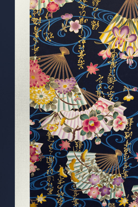 Japanese Printed Futon Cover - Fan (Navy & White)