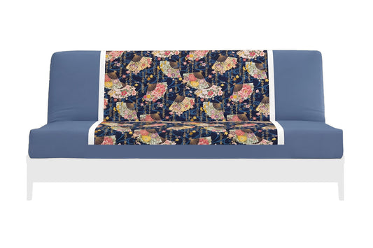 Japanese Printed Futon Cover - Fan (Navy & White)