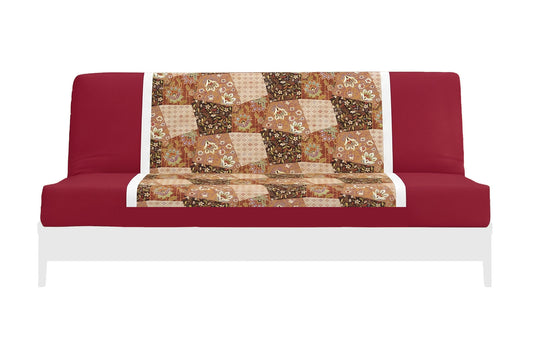 Japanese Printed Futon Cover - Geometric (Burgundy & White)