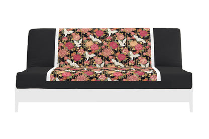 Japanese Printed Futon Cover - Storks Black (Black & White)