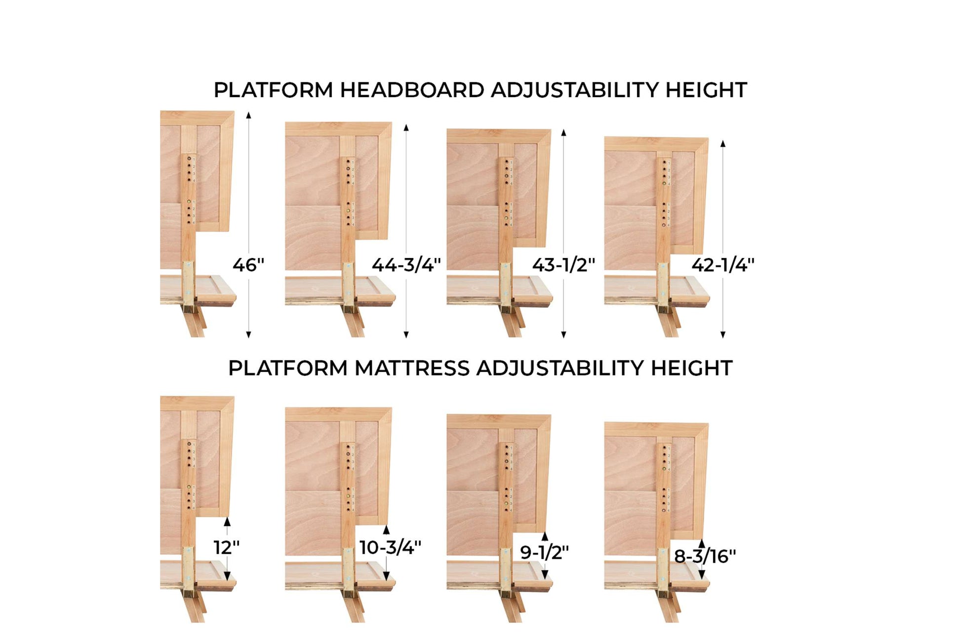 Addison Adjustable Headboard Platform Bed - Whittier Wood