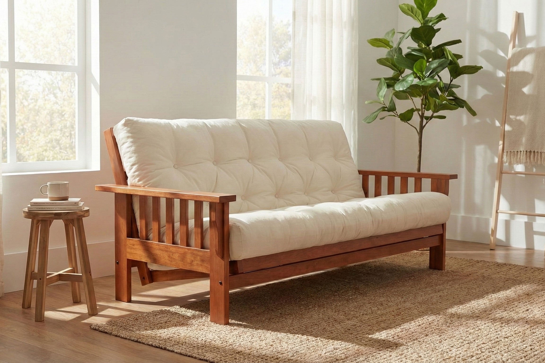 Mission Flat Arm Amish Futon Sofa Bed • Custom Finish