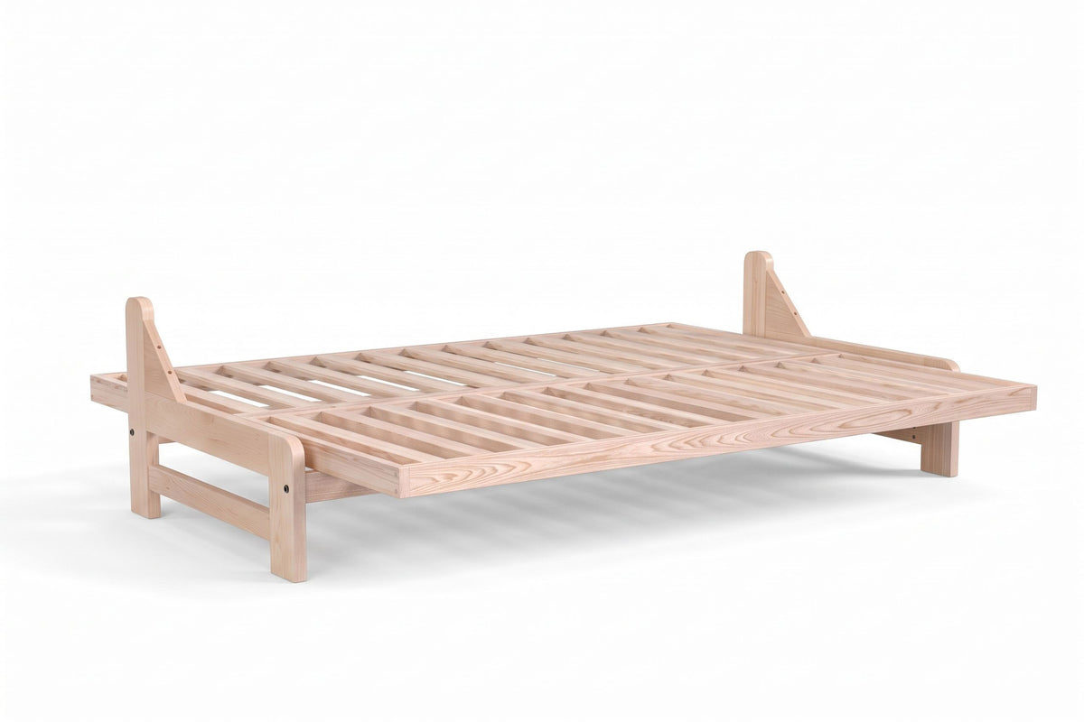 Armless Amish-Made American Oak Futon Sofa Bed