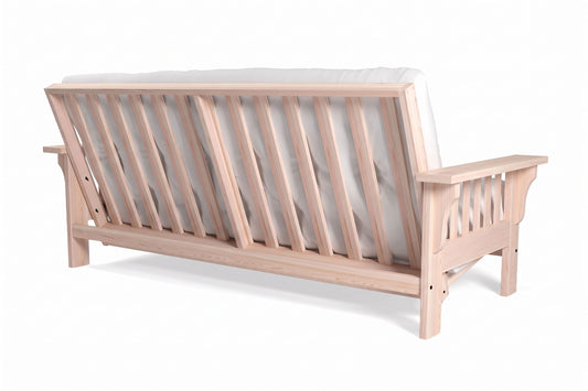 Mission Wide Flat Arm Amish-Made American Oak Futon Sofa Bed