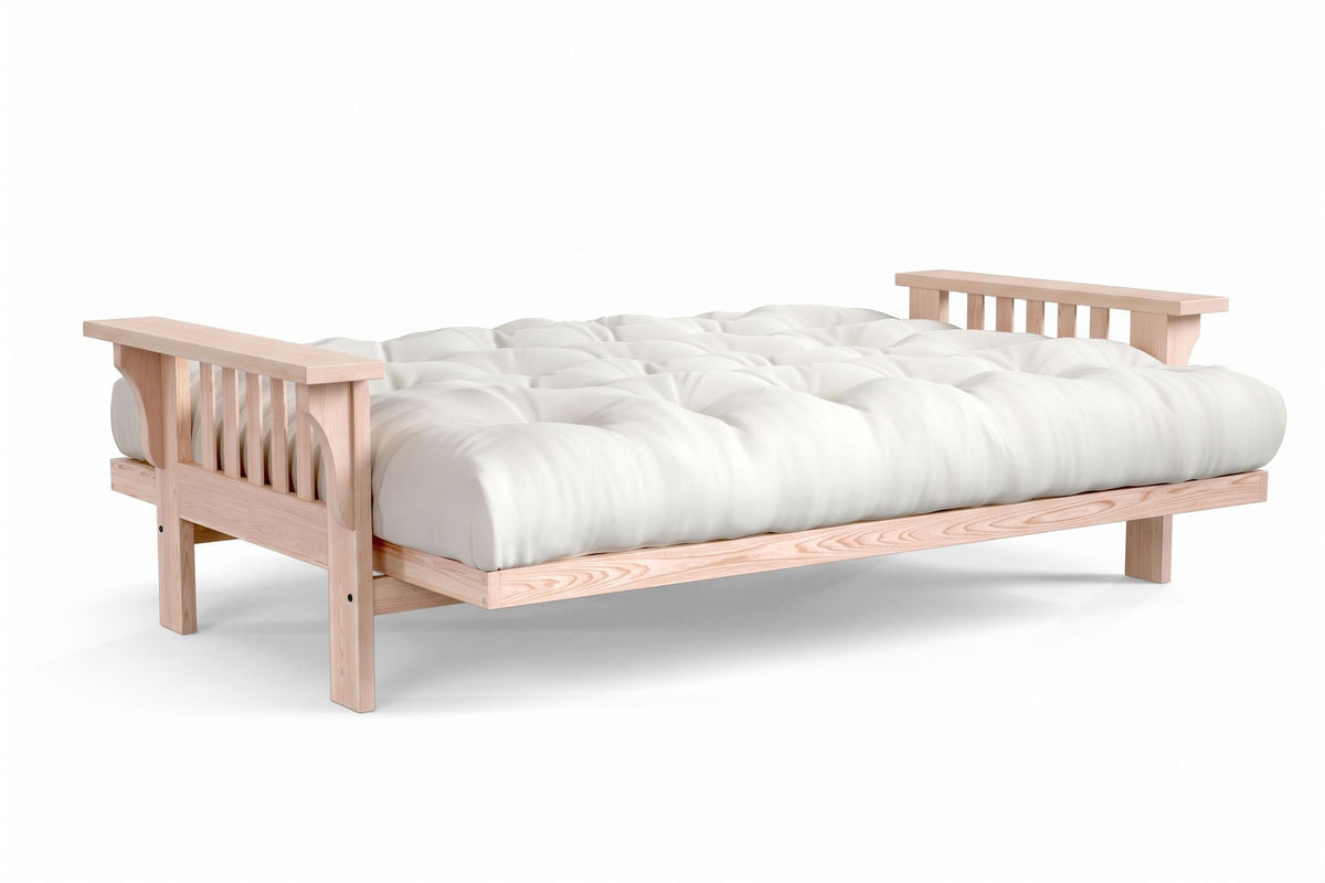 Mission Wide Flat Arm Amish-Made American Oak Futon Sofa Bed