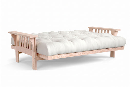 Mission Wide Flat Arm Amish-Made American Oak Futon Sofa Bed