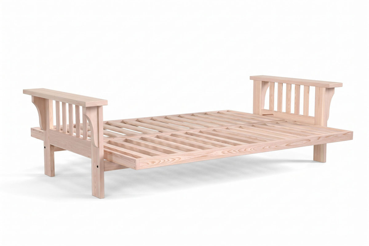 Mission Wide Flat Arm Amish-Made American Oak Futon Sofa Bed