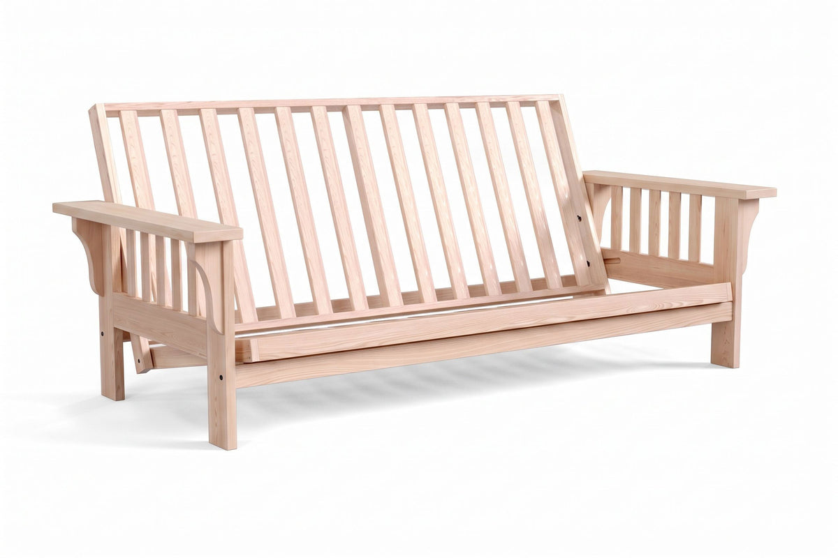 Mission Wide Flat Arm Amish-Made American Oak Futon Sofa Bed