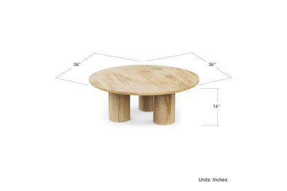 Gaia Round Coffee Table - Natural finish (14in Height)
