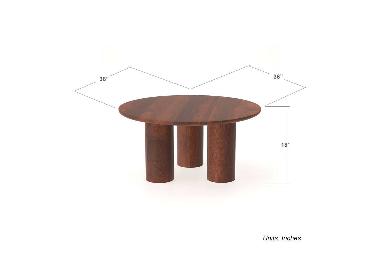 Gaia Round Coffee Table - Walnut finish (18in Height)