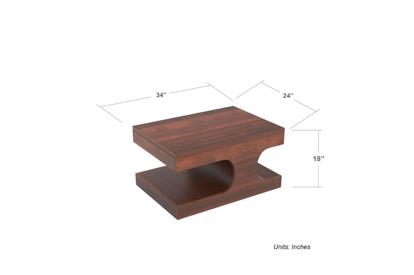 Serengeti Wave Coffee Table - Walnut finish (18in Height)