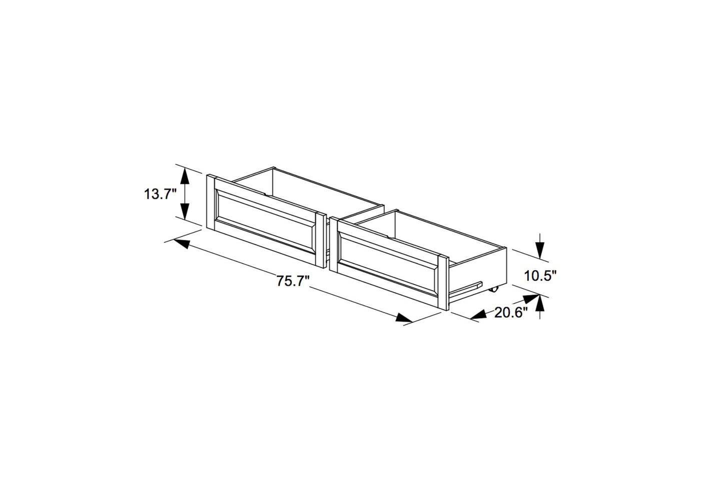 Storage Drawers for Bunk Bed (Natural, Set of 2)