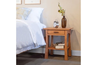 Contemporary Craftsman 1-Drawer Open Shelf Nightstand