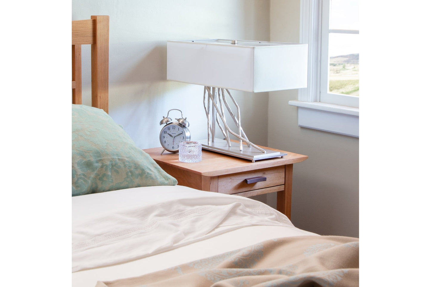 Contemporary Craftsman 1-Drawer Open Shelf Nightstand