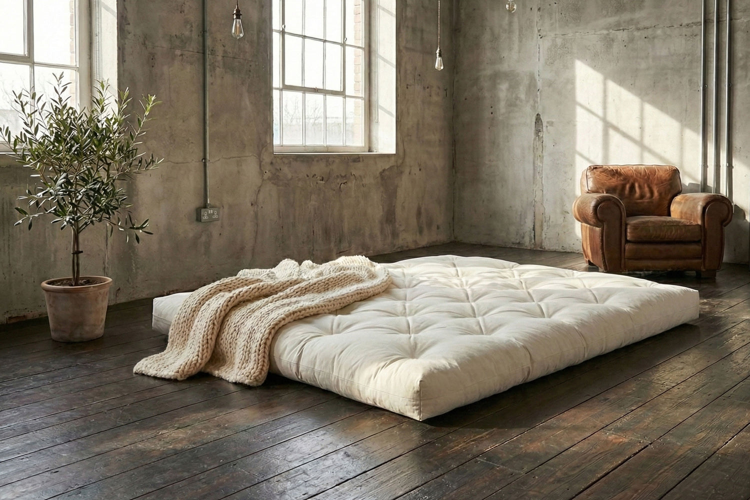 Natural Cotton and Wool Japanese-Style Firm Futon Mattress • 8 Inch