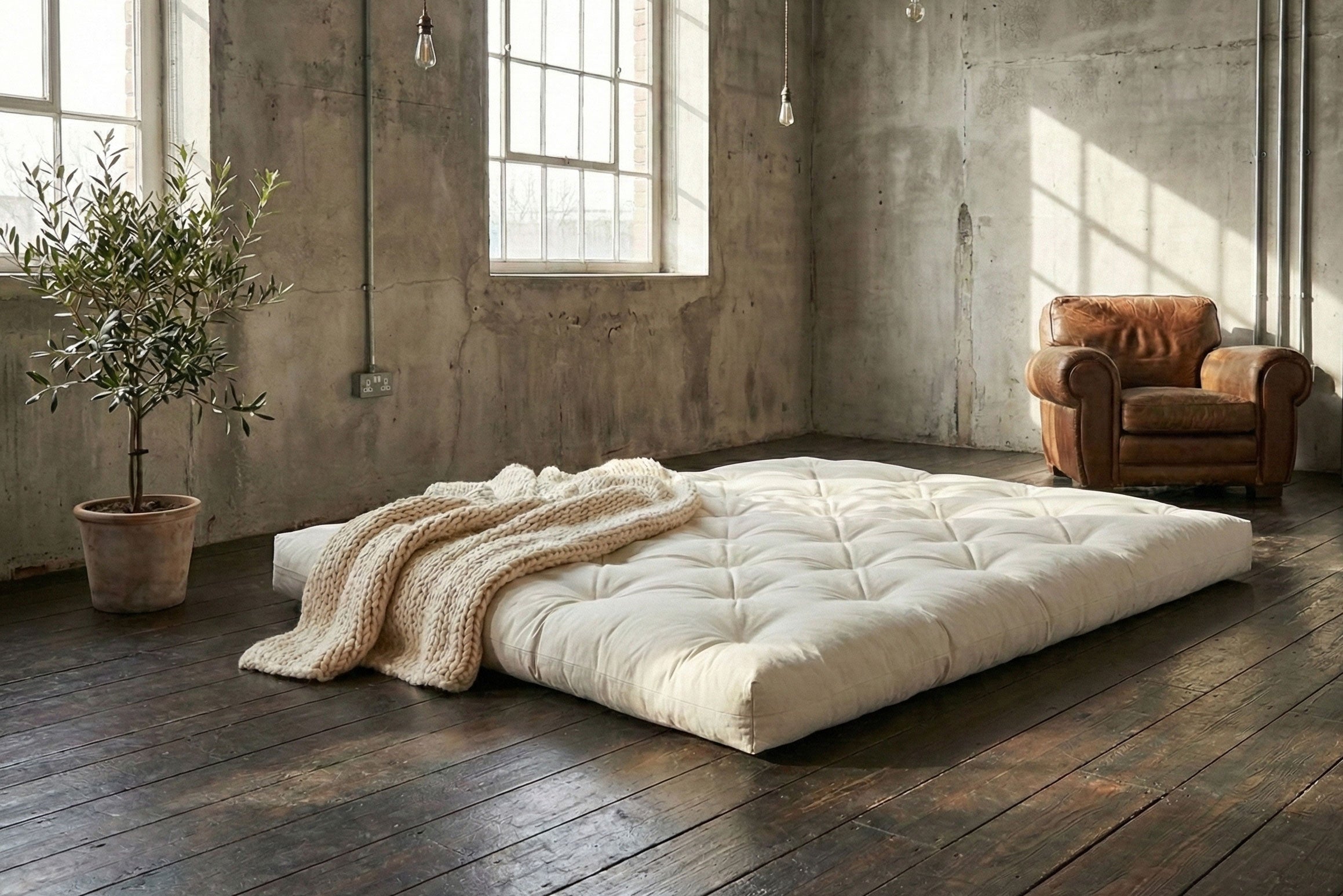 Natural Cotton and Wool Japanese-Style Firm Futon Mattress • 8 Inch