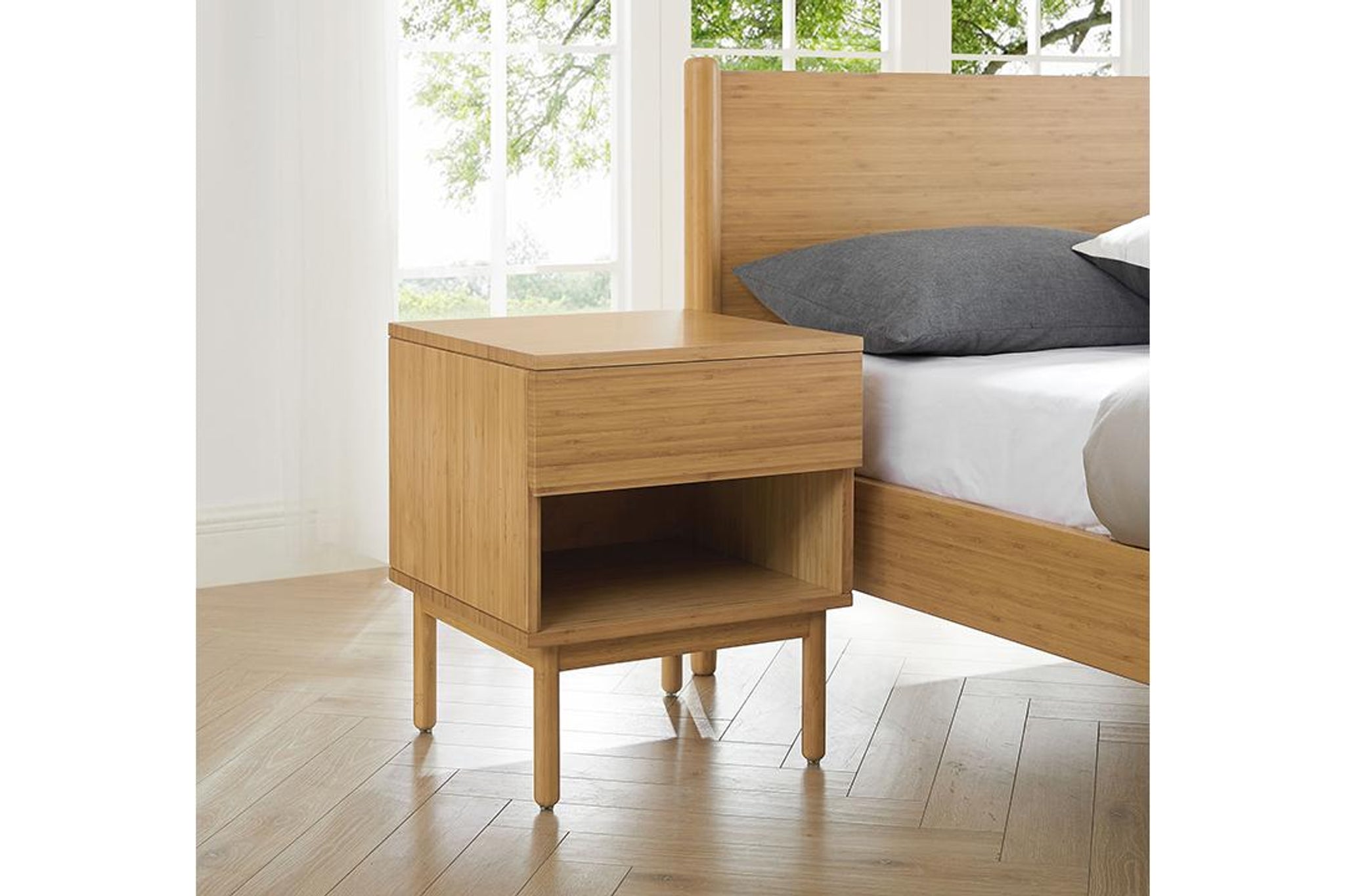 Ria Nightstand - Sustainable Bamboo & Storage Drawer – Comfort Pure