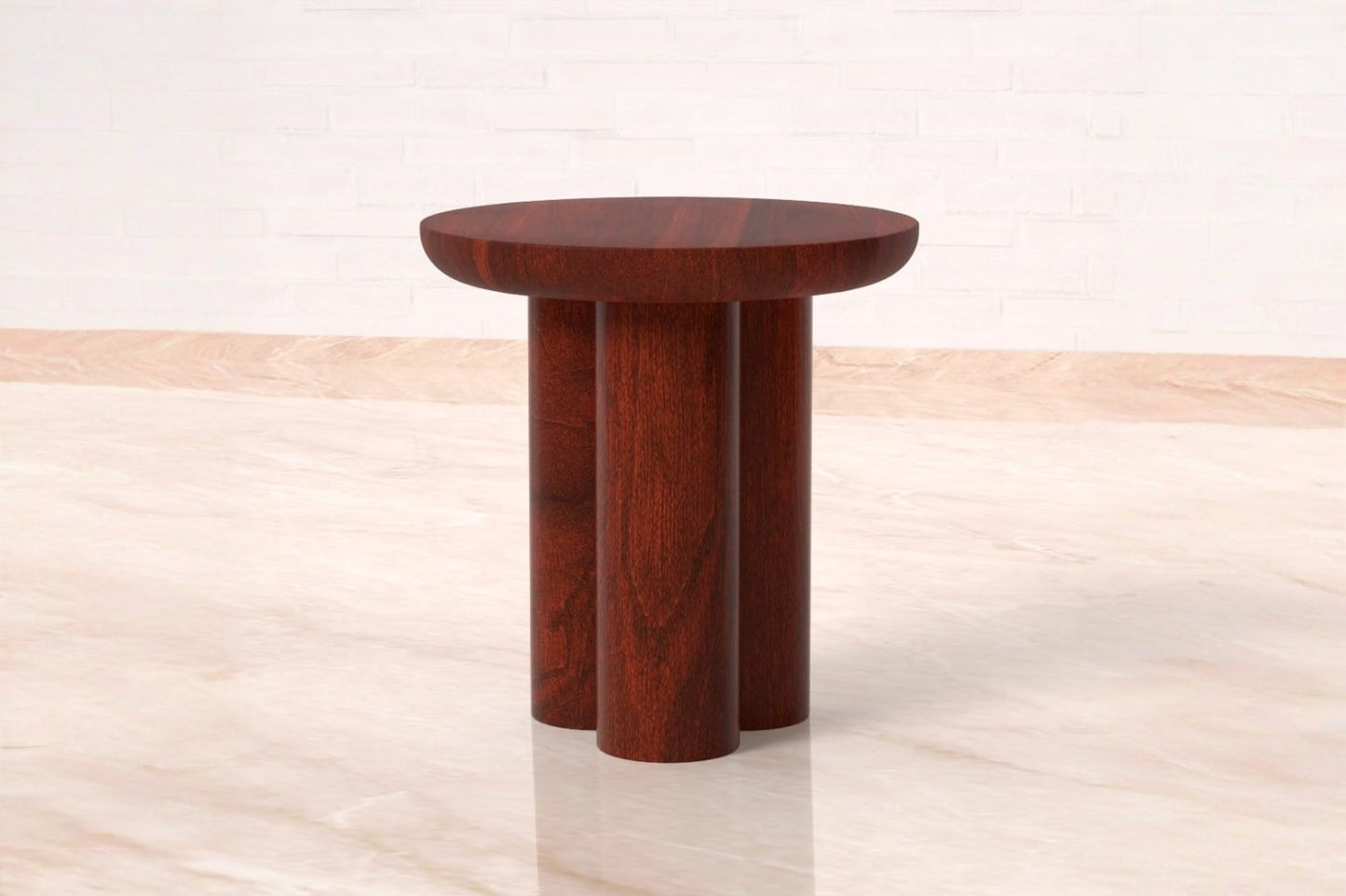 Gaia Round End Table - Walnut Finish