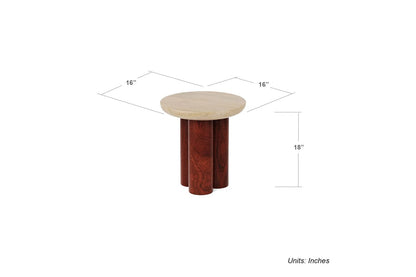 Gaia Round End Table - Natural & Walnut Finish