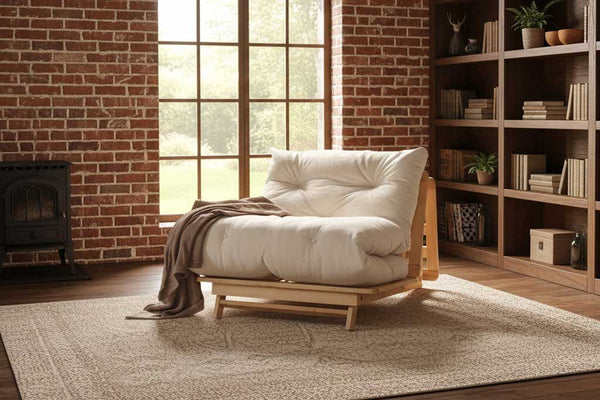 Hitachi Tri-Fold Futon Sofa Bed • Natural