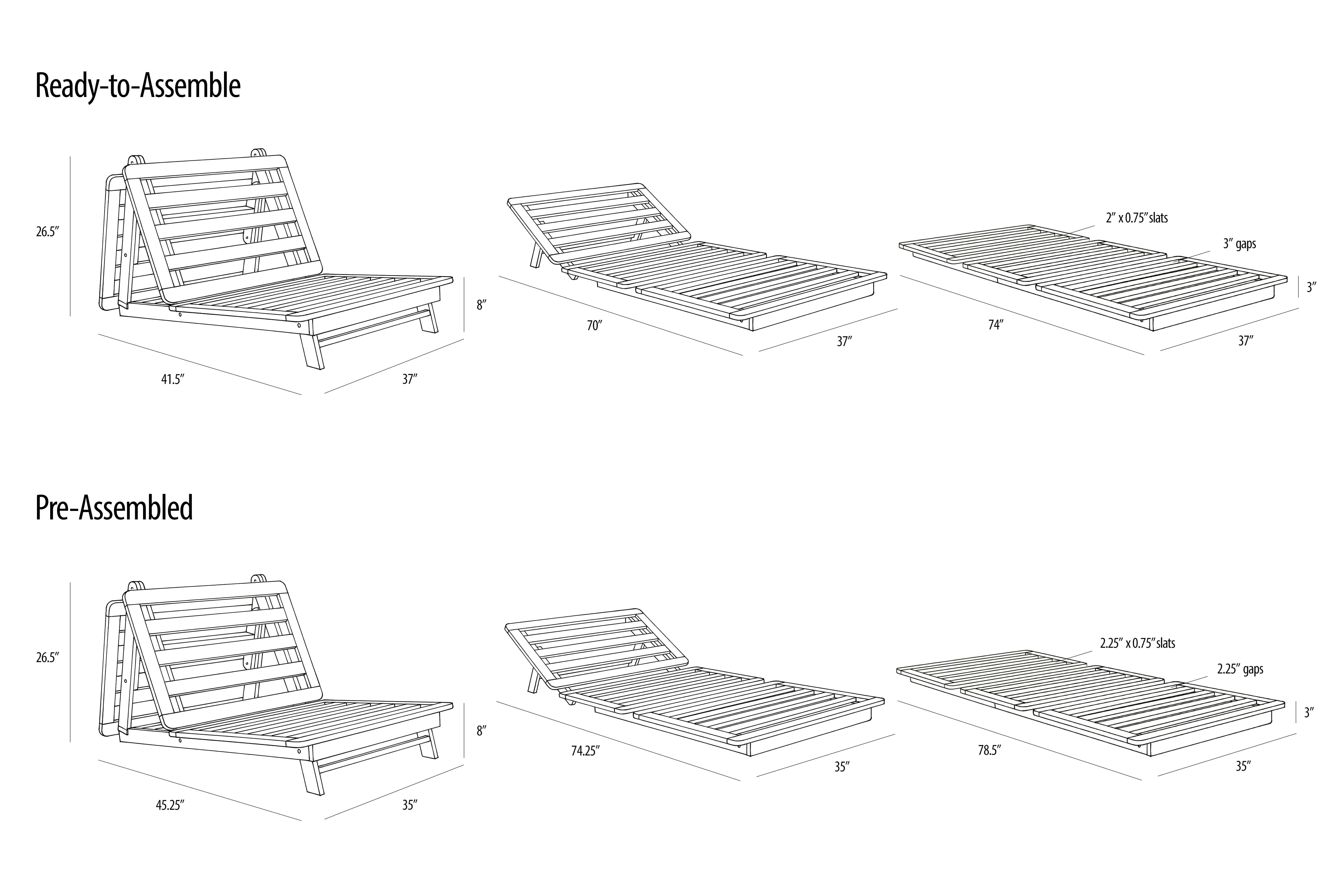 Hitachi Tri-Fold Futon Sofa Bed Frame - Solid Beech Wood