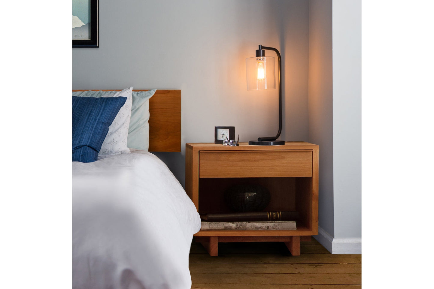 Kipling 1-Drawer Enclosed Shelf Wide Nightstand - Comfort Pure