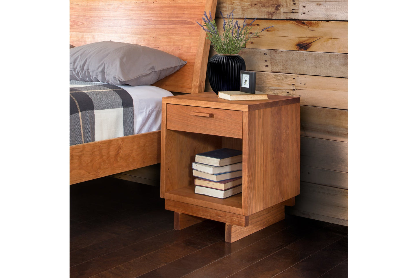 Loft 1-Drawer Enclosed Shelf Nightstand